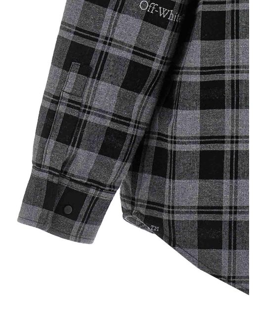 Off-White c/o Virgil Abloh Gray Check Flannel Padded Jacket for men