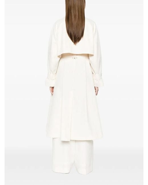 Herno White Ivory Knot Trench Coat