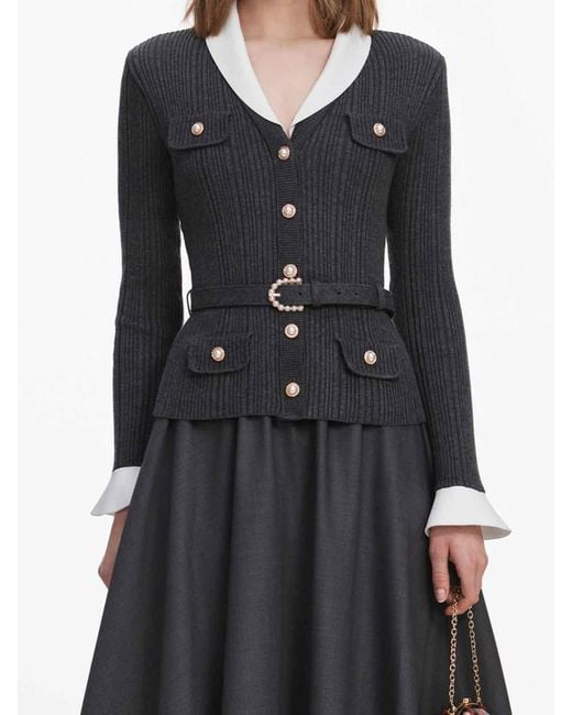 Self-Portrait Black Knit Midi Dress
