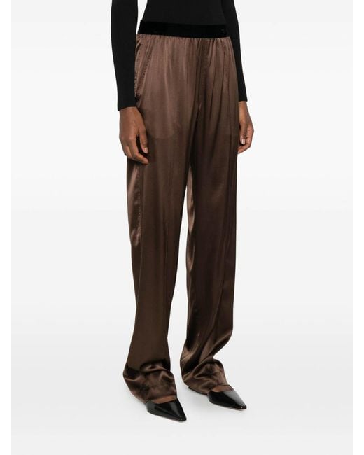 Tom Ford Brown Pajama Silk Trousers