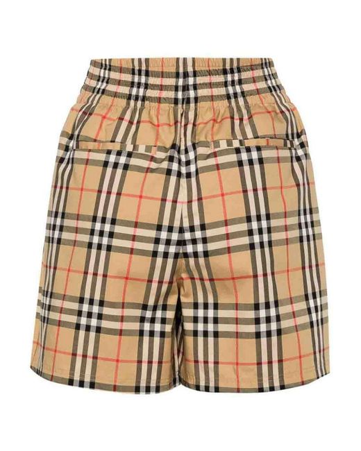 Shorts Con Motivo Check Vintage di Burberry in Natural