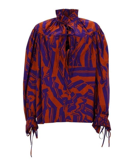 Dries Van Noten Red Catya Blouse