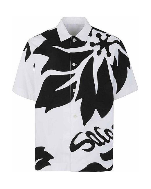 Sacai Black Floral Embroidered Shirt for men
