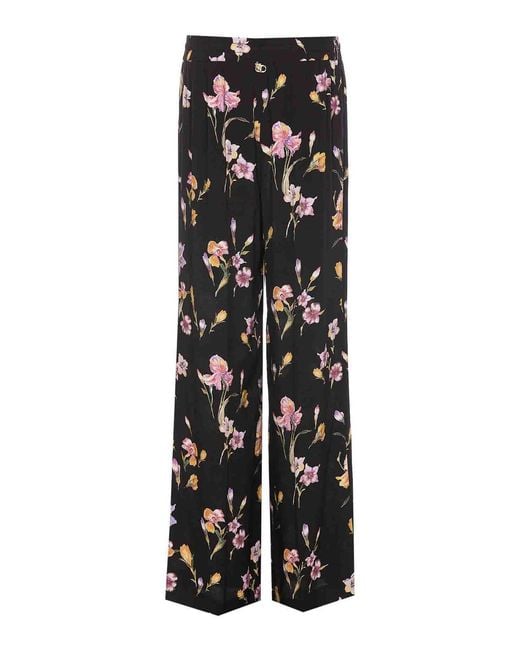 Twinset Black Floral Print Pants