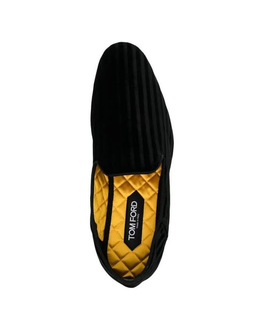 Tom Ford Black Stripes Velvet Formal Loafer for men