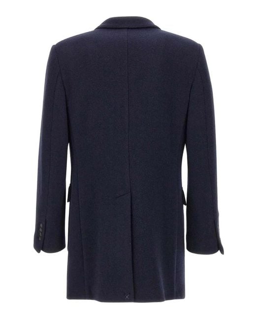 Fay Blue Breasted Coat Blu Denim for men