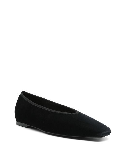 Totême Black Minimalist Velvet Ballerinas
