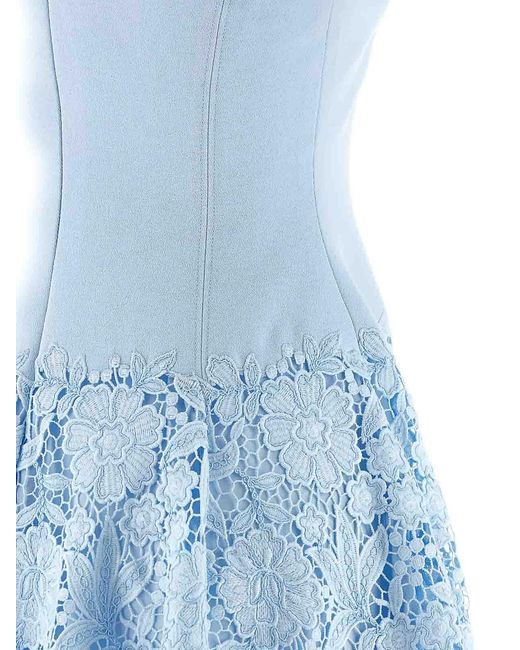 Self-Portrait Blue Crepe Lace Dress
