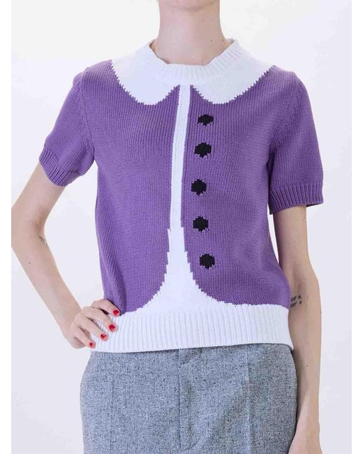 Moschino Purple Trompe Loeil Sweater