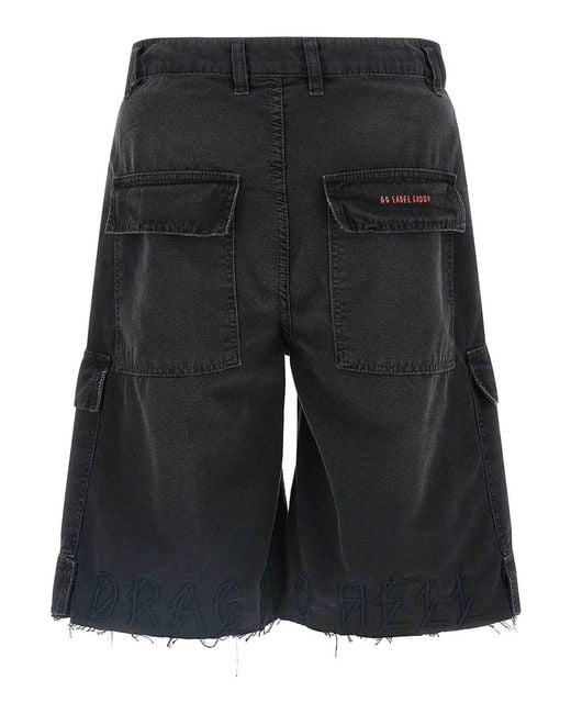 44 Label Group Black Cargo Short Bermuda Shorts for men