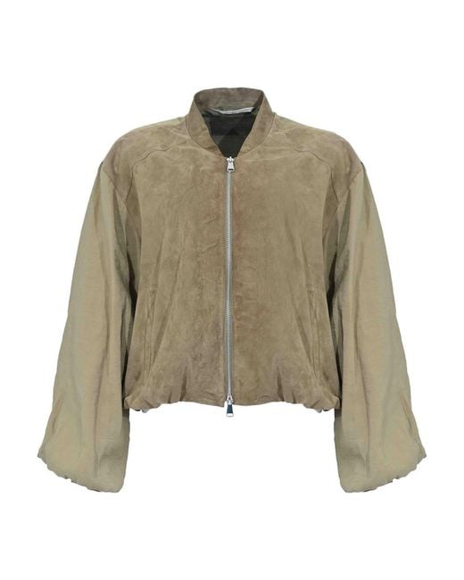 Leather Authority Green Ella Mix Suede Jacket