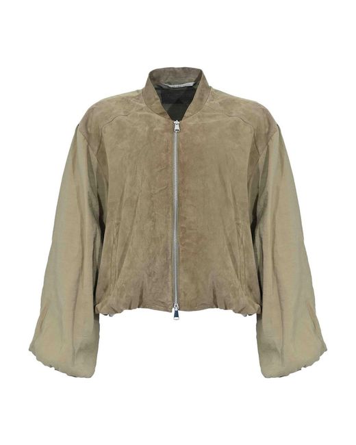 Leather Authority Green Ella Mix Suede Jacket
