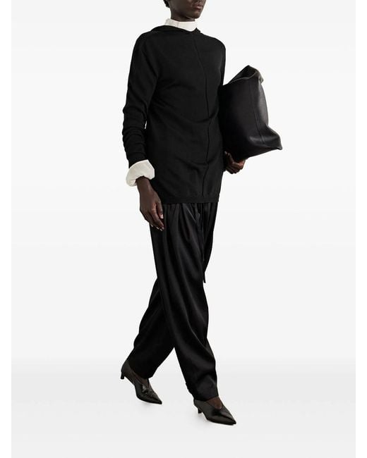 Rick Owens Black Hooded Wool Sweater