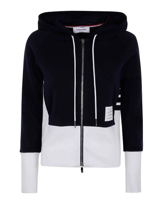 Thom Browne Black Blouson Zip Up Hoodie W/ Engineered 4 Bar