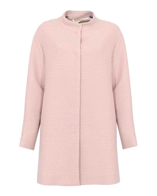Herno Pink Coat With Dark Sequins
