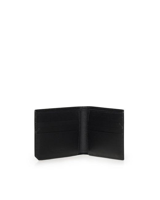 Bottega Veneta Black Braided Leather Bi-Fold Wallet for men