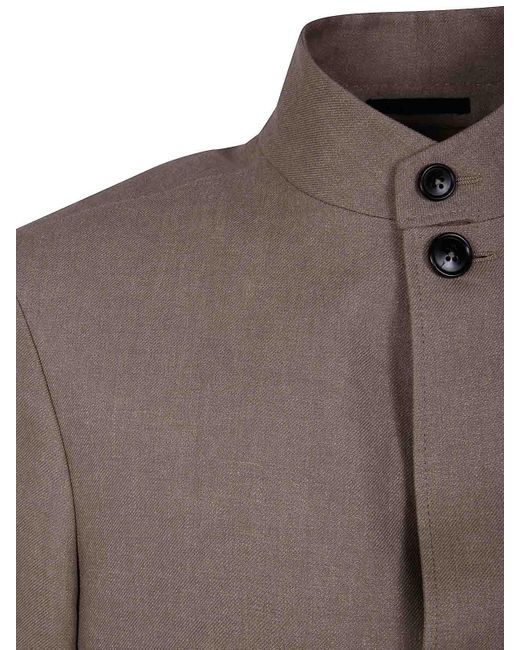 Zegna Brown Linen And Wool Chore Jacket for men