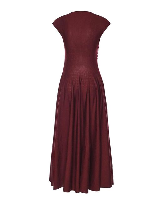Alaïa Purple Virgin Wool Midi Dress