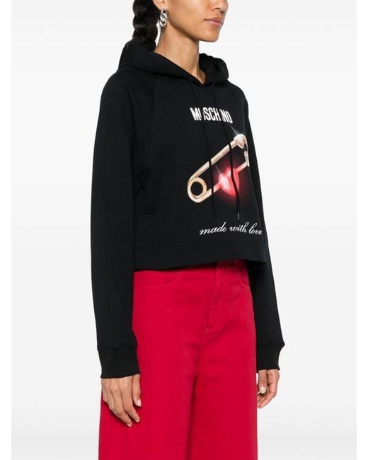 Moschino Black Logo-Print Hoodie