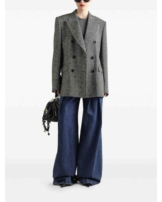 Dolce & Gabbana Gray Double-Breasted Chevron Jacket
