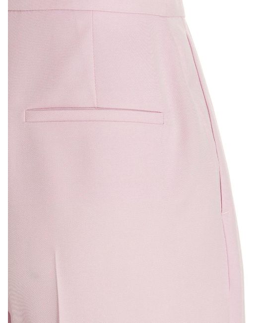 McQueen Pink Pleat Detailed Wide Leg Pants