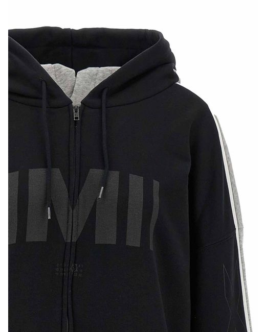 MM6 by Maison Margiela Black Double Front Hoodie