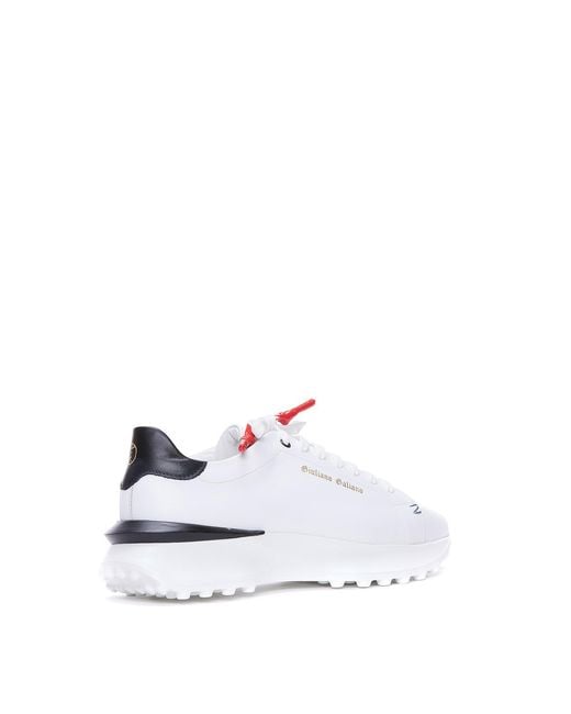 Giuliano Galiano White Sneakers With String Closure And Logo for men
