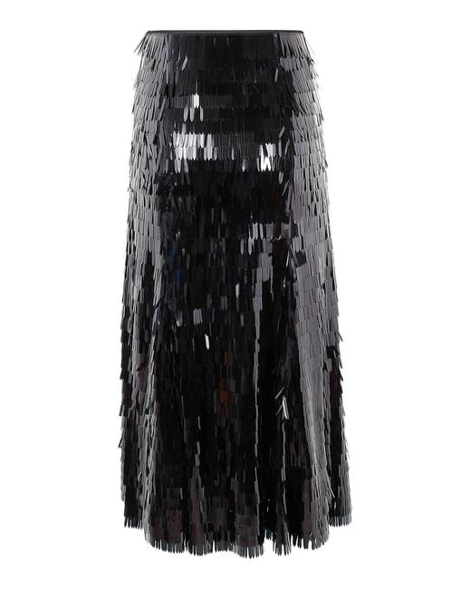 Self-Portrait Black Sequin Midi Skirt
