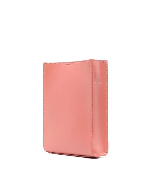Jil Sander Pink Leather Bag With Logo And Knot Details
