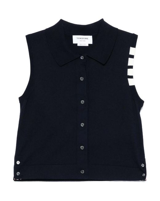 Thom Browne Blue 4-Bar Cotton Vest