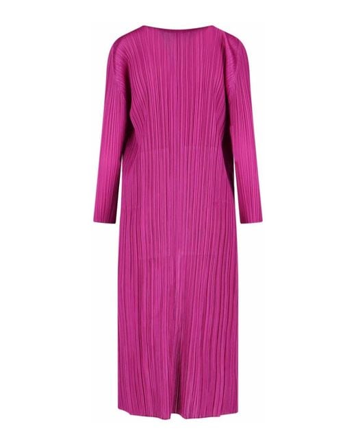 Pleats Please Issey Miyake Pink Long Plissé Cardigan