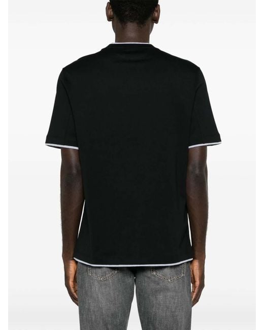 Brunello Cucinelli Black Layered Cotton Jersey Tee for men