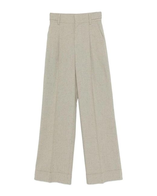 Alberta Ferretti White Linen And Viscose Trousers