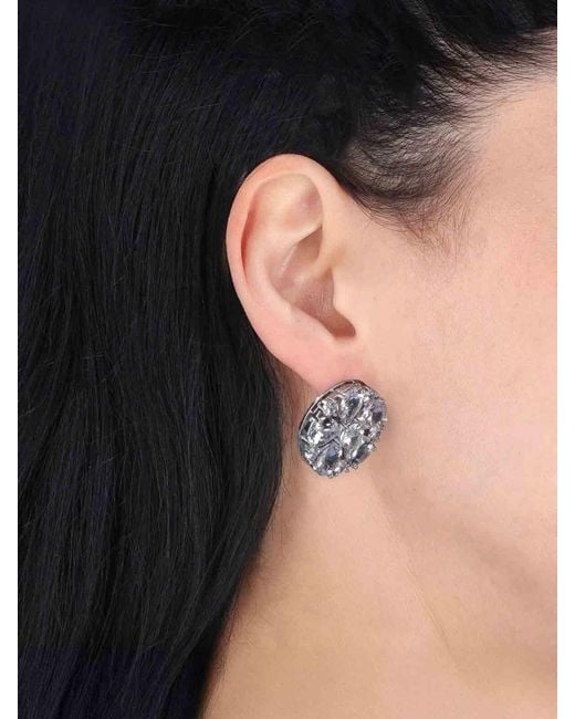 MM6 by Maison Margiela White Earrings With Crystals