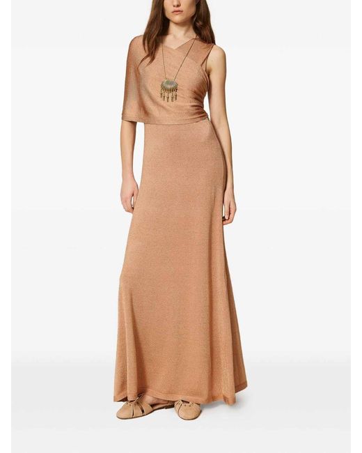 Twinset Natural Long Lurex Knitted Cross Dress