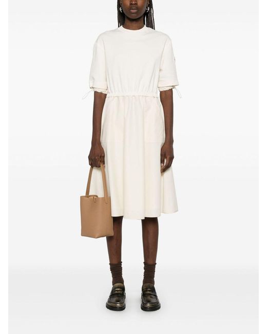 Moncler White Cotton Midi Dress