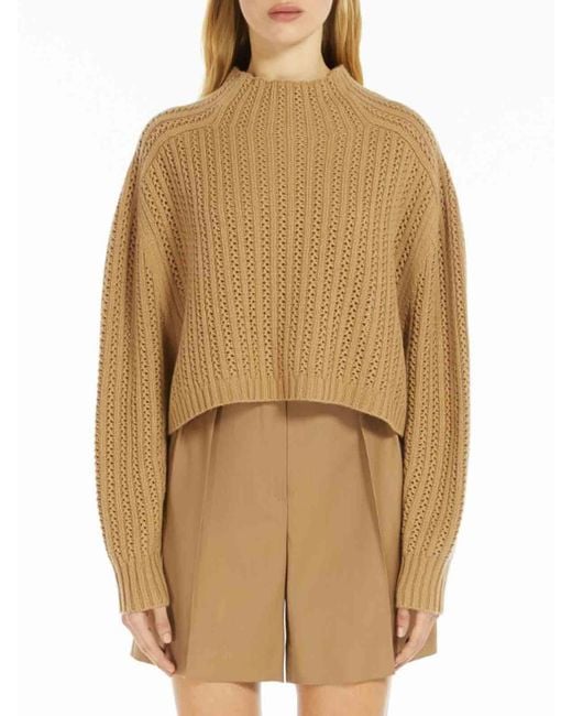 Max Mara Natural Wool And Cashmere Crop Sweater