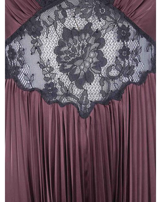 Self-Portrait Purple Satin Lace Insert Maxi Dress