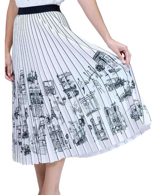 Karl Lagerfeld Gray Paris Sketch Pleated Skirt