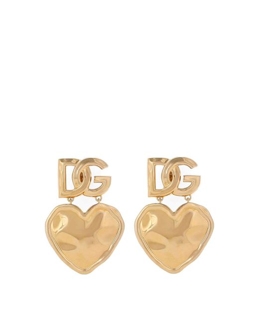 Dolce & Gabbana Metallic Heart Logo Earrings