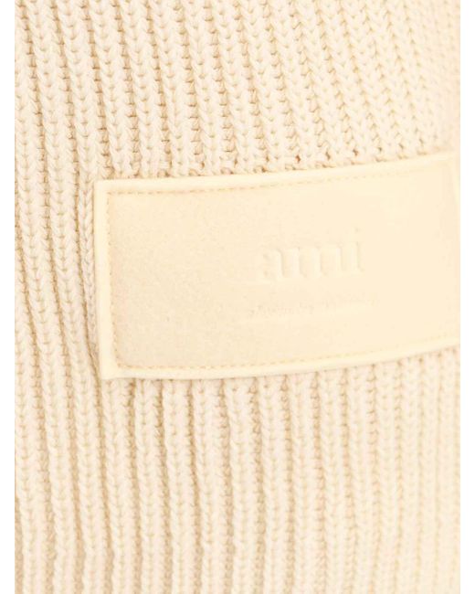 AMI White Cotton And Wool Funnel Neck Sweater for men