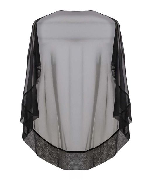 Alberta Ferretti Gray Silk Chiffon Cape