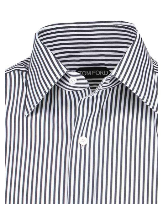 Tom Ford Blue Striped Slim Shirt for men