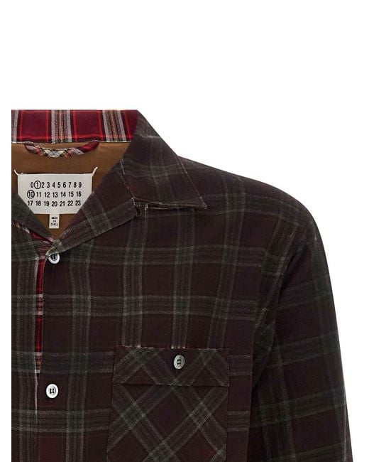 Maison Margiela Brown Check Shirt With Gradient Effect for men