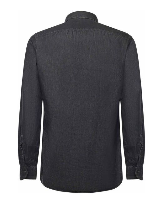 Borriello Black Cotton Denim Shirt for men