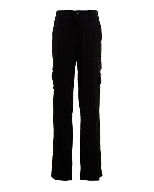 David Koma Black Satin Cargo Pants