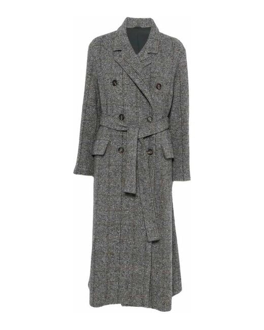 Brunello Cucinelli Gray Double Breasted Coat