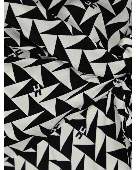 Elisabetta Franchi White Geometric Print Dress