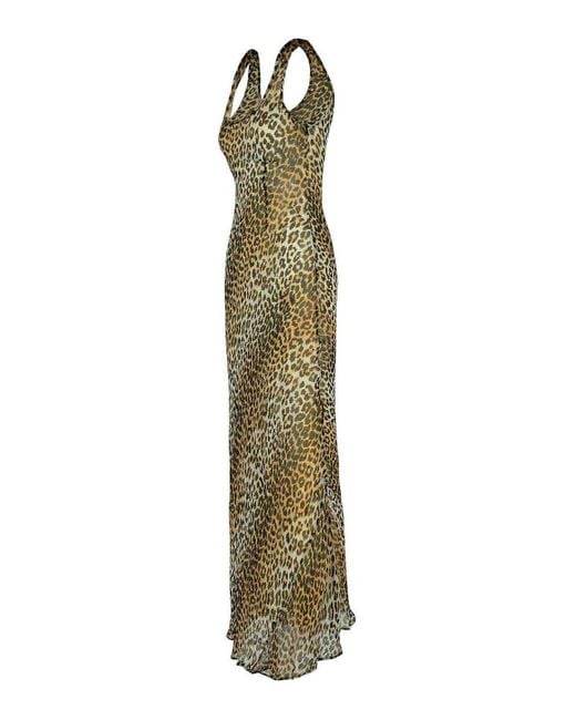 Ganni Green Leopard Print Viscose Long Dress