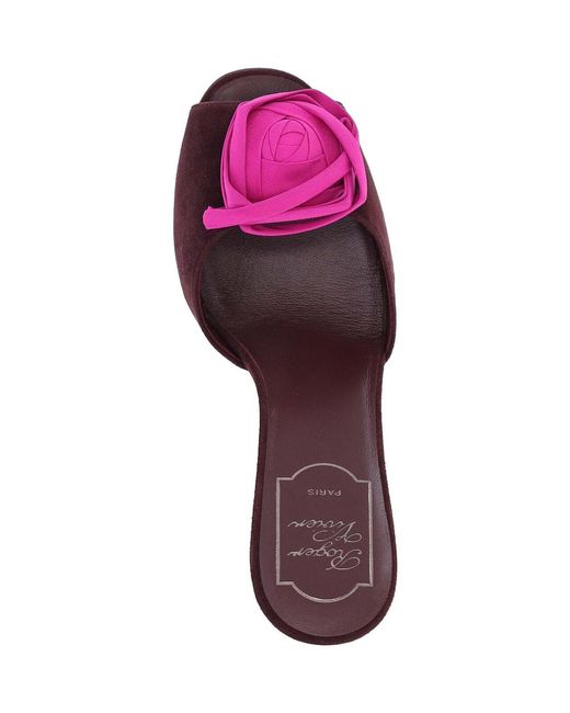 Roger Vivier Purple Rose Vivier Mules